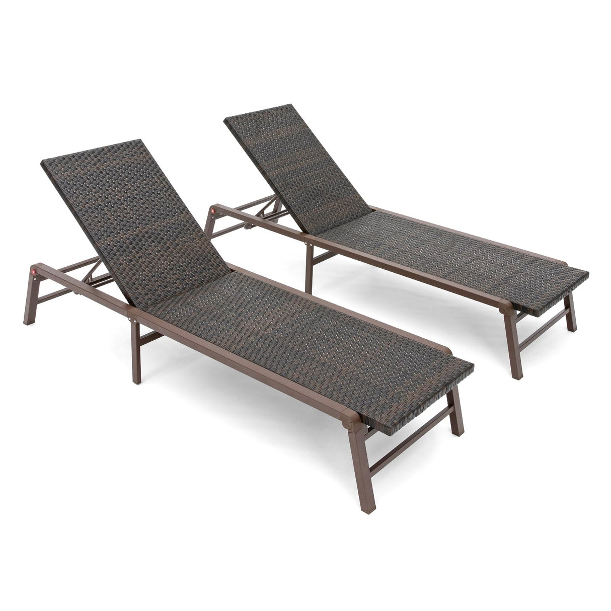 Outdoor Chaise Lounge Set of 2, Assemble-Free Aluminum Lounge Chairs