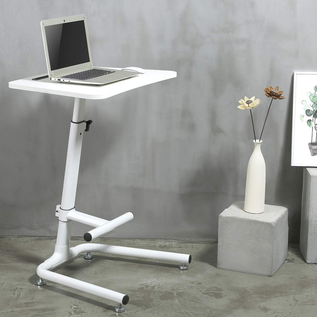 MC849 Computer Workstation Mobile Desk Stand with Footrest Height Adjustable Max