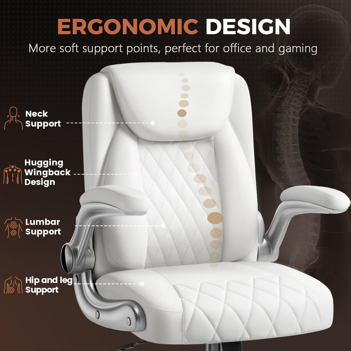 Ergonomic Office Chair with Flip-Up Arms & Lumbar Support