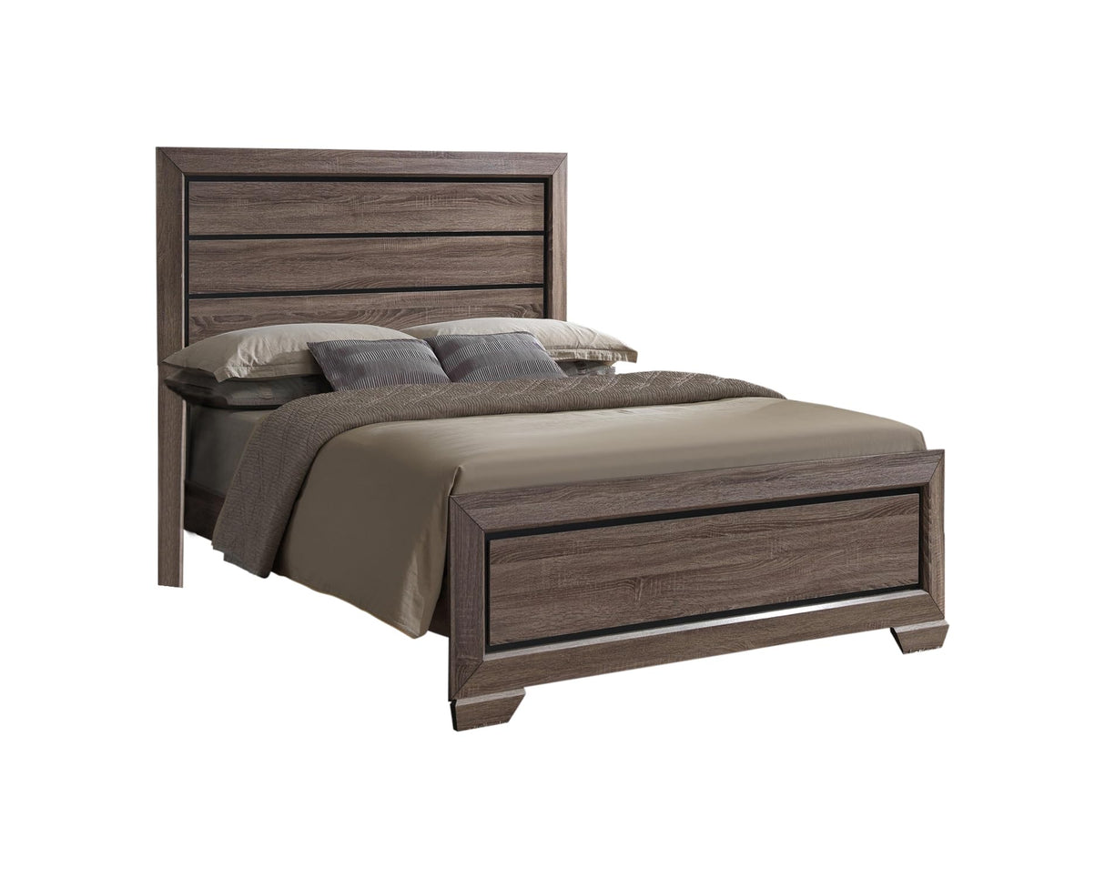 6-Piece Black/Brown Modern Queen Size Bedroom Furniture Set, Bed