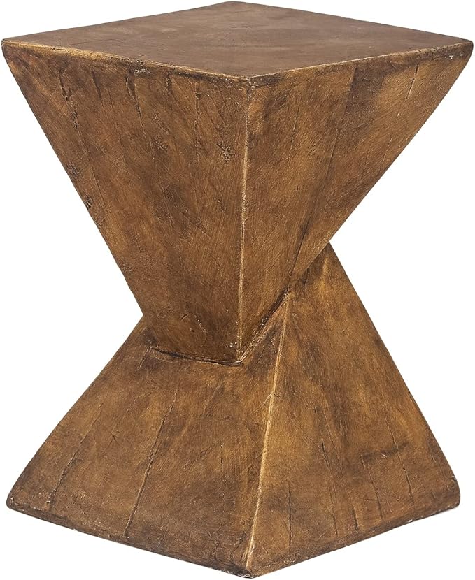 Light-Weight Concrete Accent End Table, Modern Hourglass Outdoor Side T