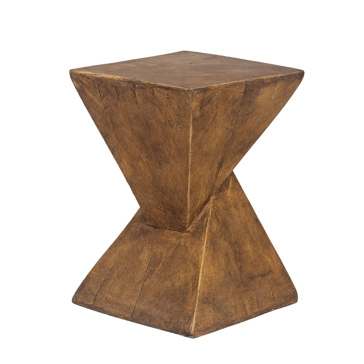 Light-Weight Concrete Accent End Table, Modern Hourglass Outdoor Side T