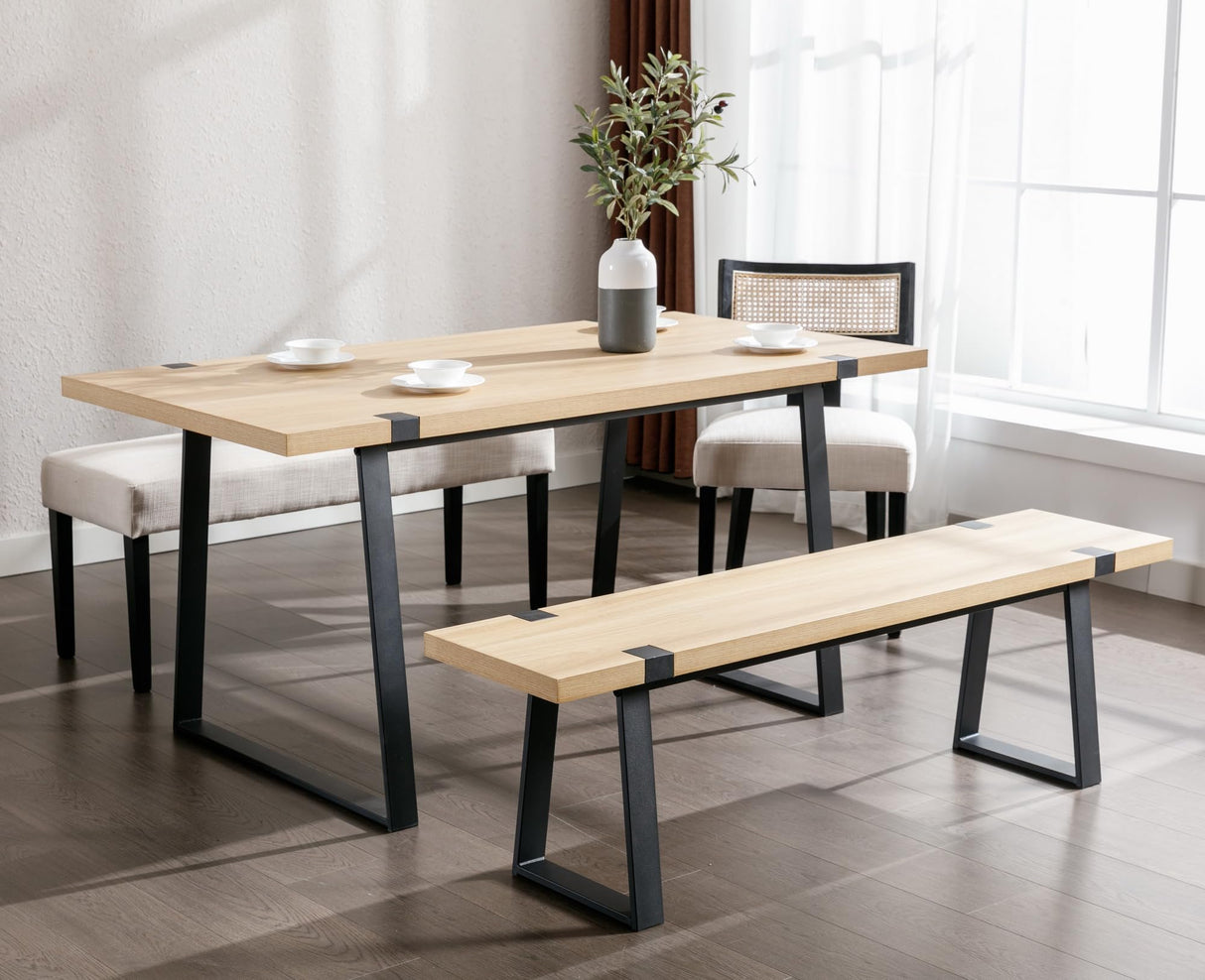 Wooden Dining Bench 60” Industrial Table Benches