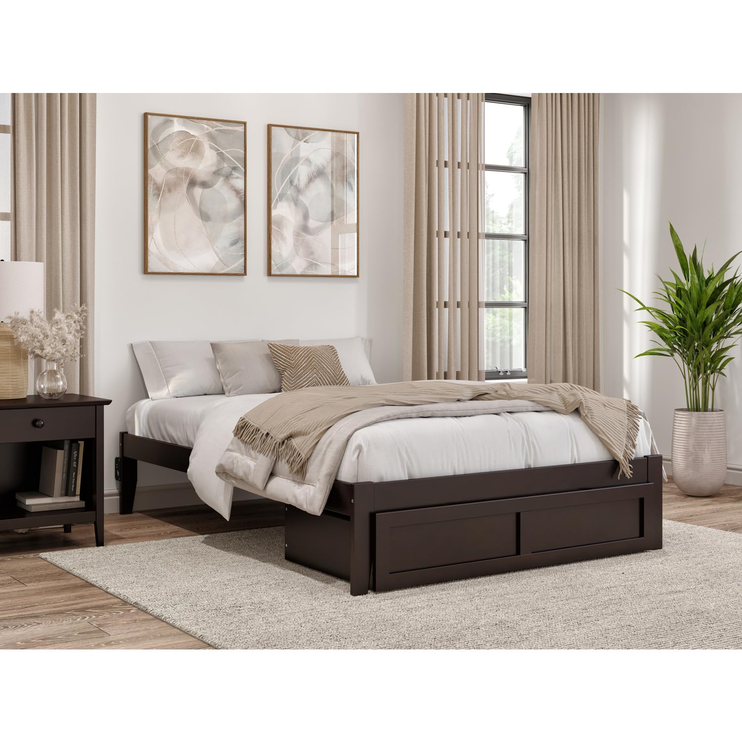 Classic Comfort Full Bed with Foot Drawer in Espresso