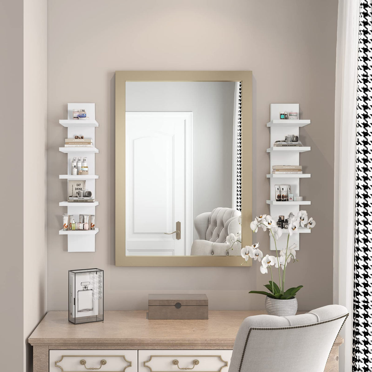 5 Tier Wall Shelf Unit,White Vertical Floating Shelf-Narrow Decorative Wall Mount Modern