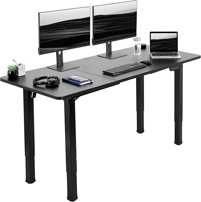 Electric Height Adjustable 71 x 30 inch Memory Stand Up Desk, Black Extra Deep Table Top