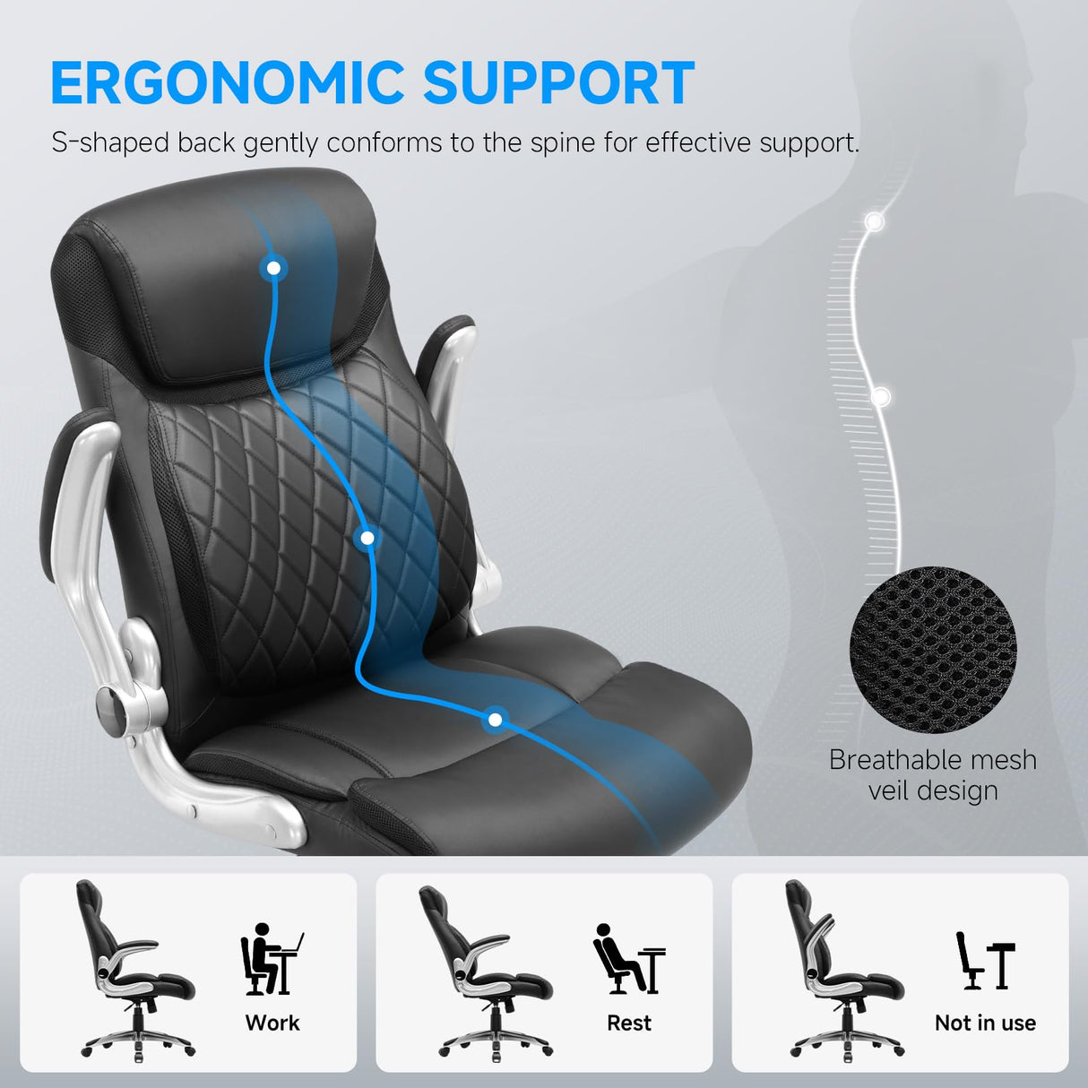 Big and Tall Executive Office Chair - 400 lbs Capacity with Lumbar Support