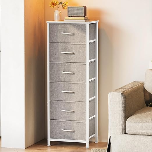 Tall Dresser for Bedroom, Storage Dresser Organizer with 6 Fabric Drawers