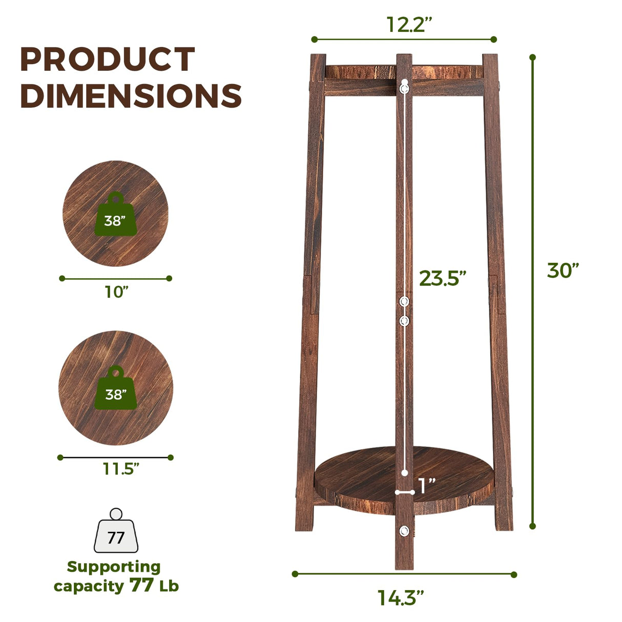 Tall 2-Tier Wooden Plant Stand – Indoor & Outdoor Corner Shelf