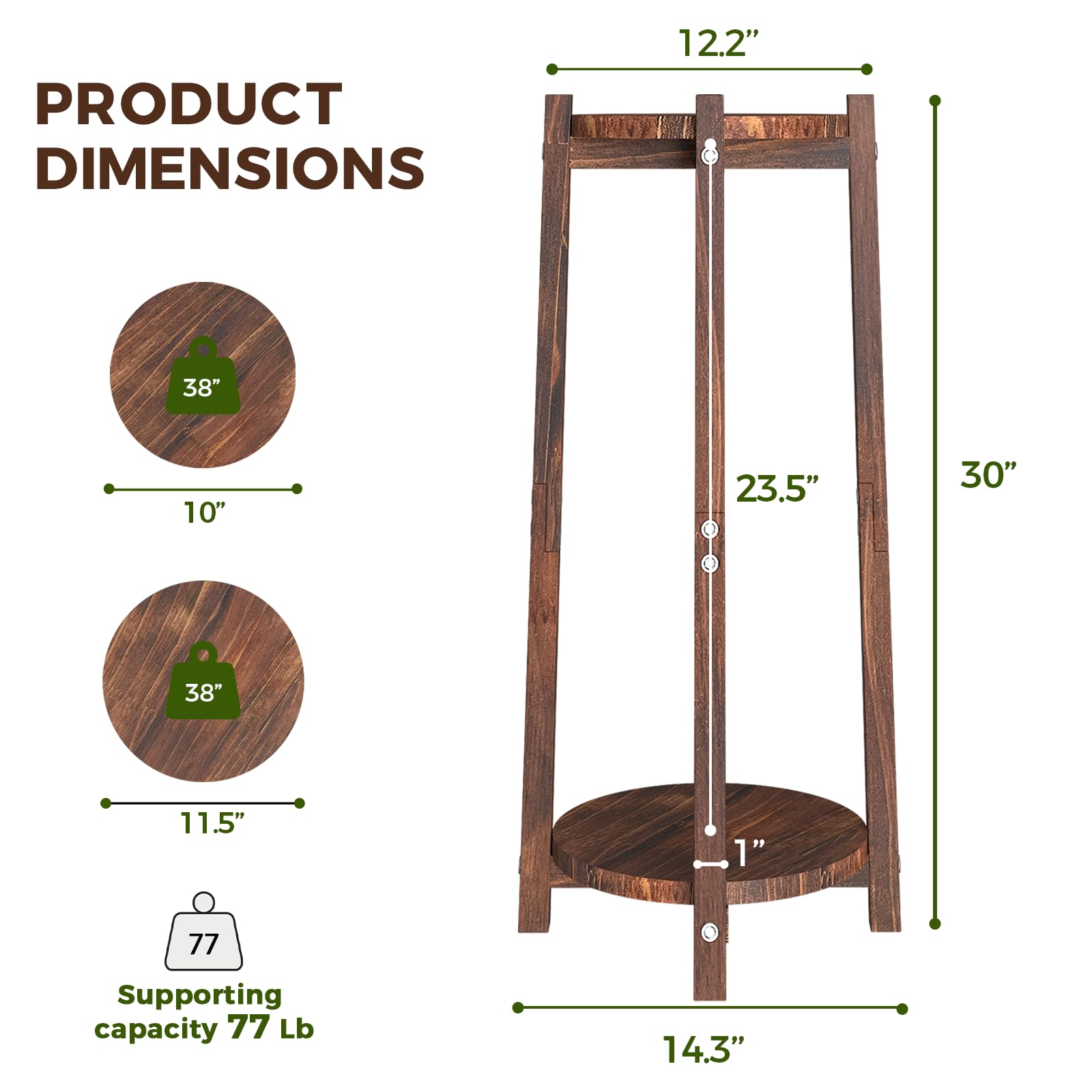 Tall 2-Tier Wooden Plant Stand – Indoor & Outdoor Corner Shelf