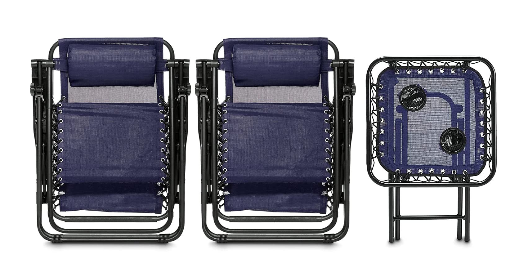 ChillFold Zero Gravity Chairs with Headrest, Cup Holder & Table Set