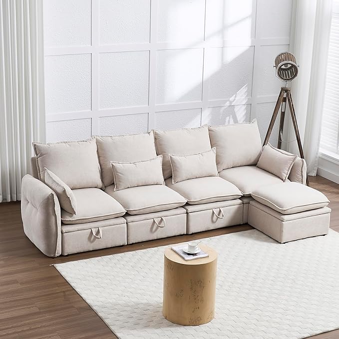 114'' Waterproof Modular Sectional Sofa with Large Storage