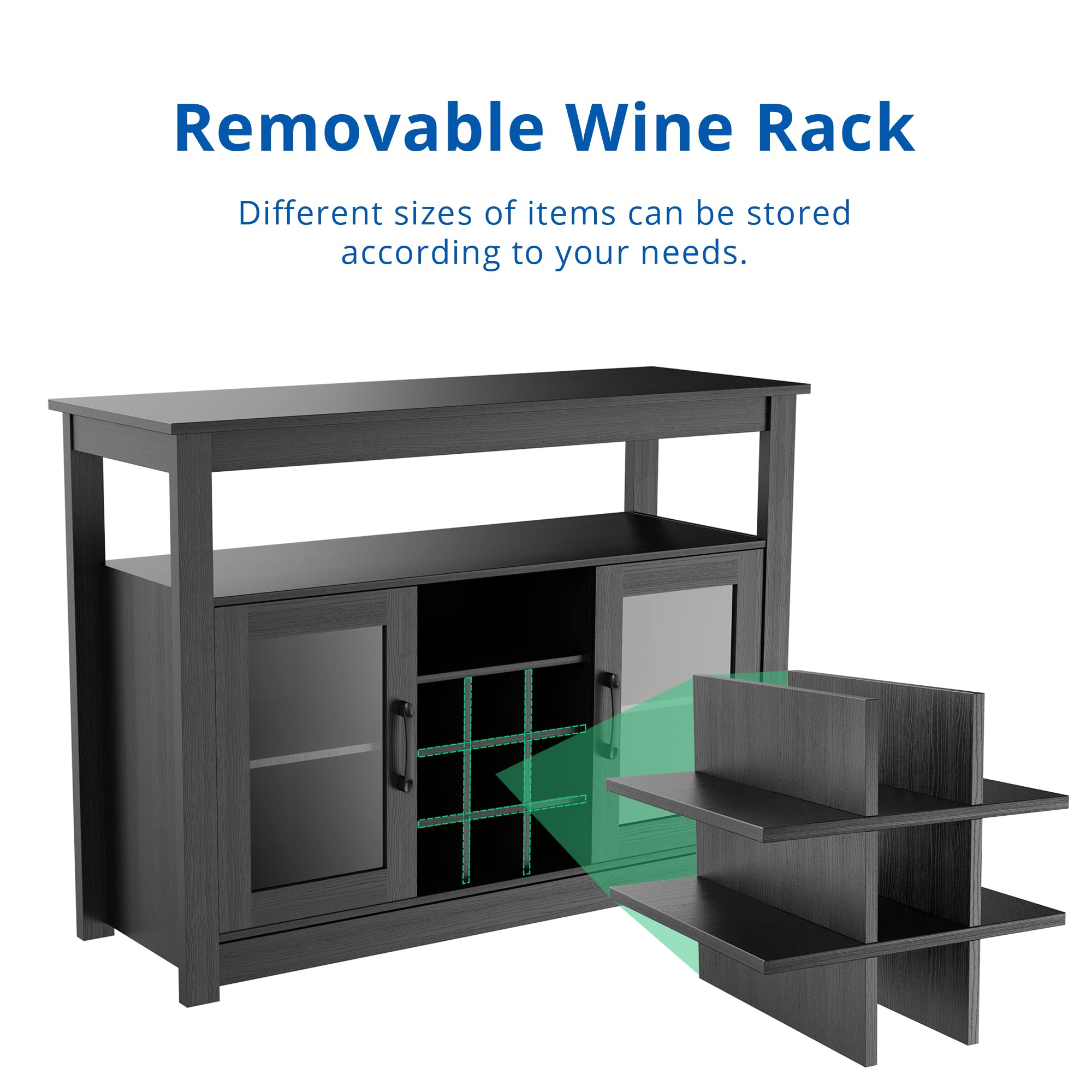Buffet Sideboard, Freestanding Buffet Storage Cabinet, Wine Liquor Bar Buffet Cabinet