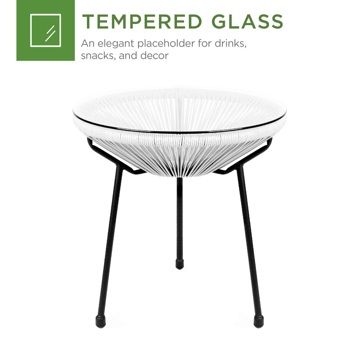 3-Piece Outdoor Acapulco All-Weather Woven Rope Patio Conversation Bistro Set