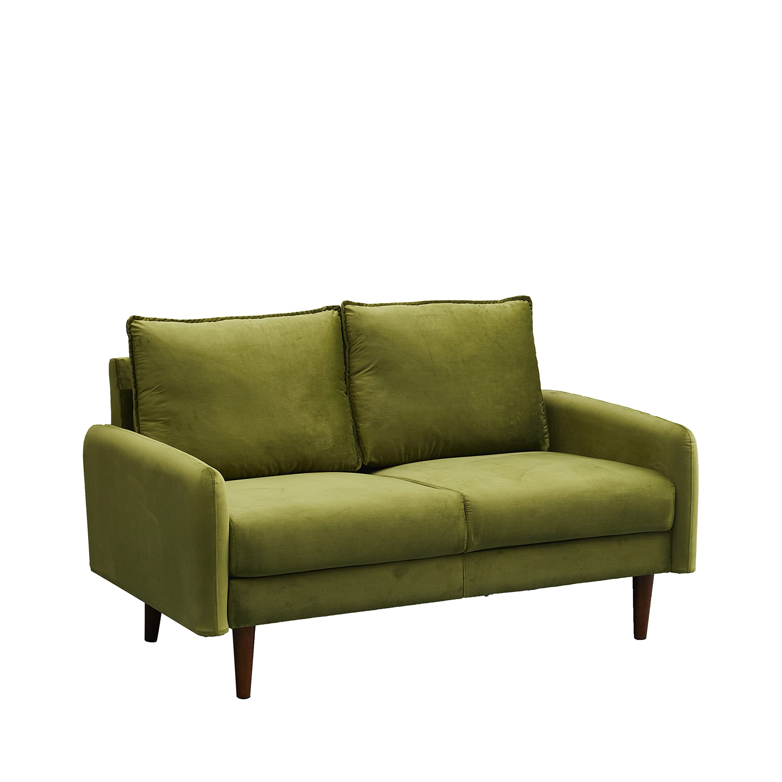 Velvet Loveseat Mid-Century Modern Sofa Tufted Couch with Wooden Legs for Living Room