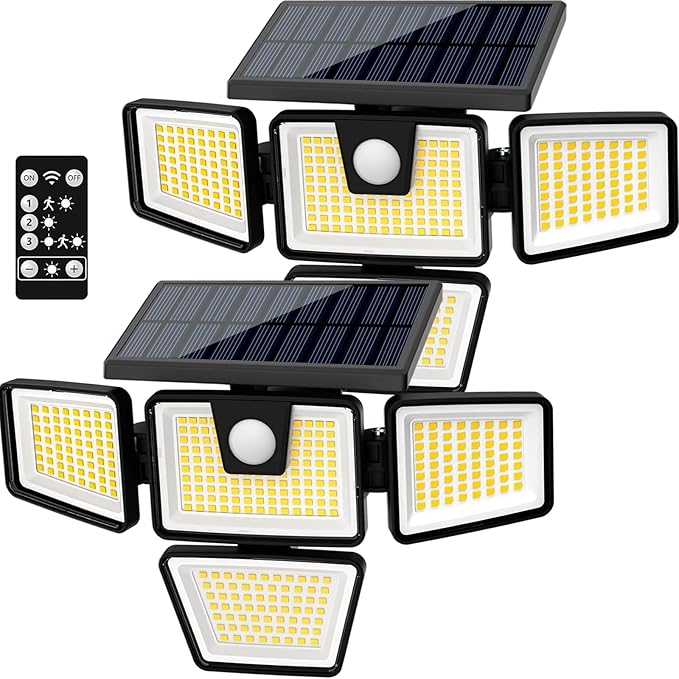 Solar Lights Outdoor, 2 Pack LED High Brightness Cordless Solar Motion Sensor Lights