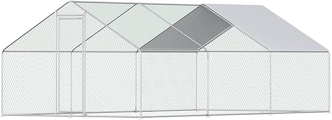 QuadRoost Large 4-Room Chicken Coop – Galvanized Metal Yard Run with Lock & Waterproof Roof