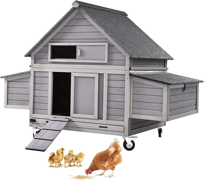 RollRoost Chicken Coop With Large Wheels, Waterproof Roof & Expandable Design