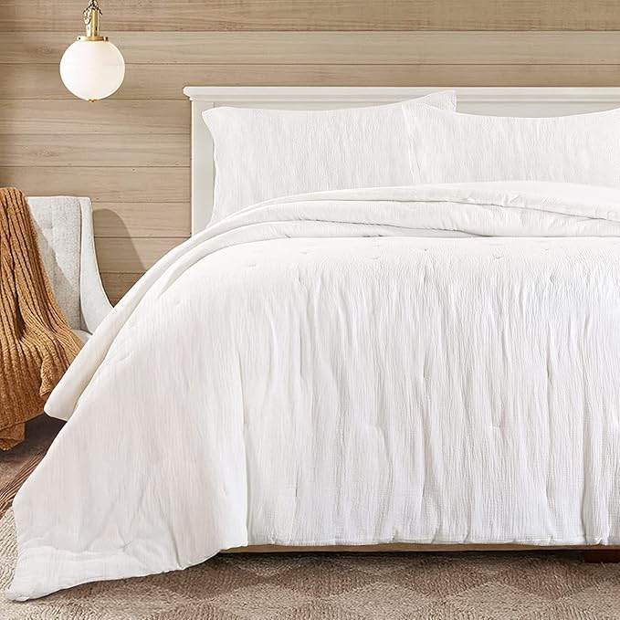 100% Cotton Muslin Comforter Oversized King 120x120, Lightweight and Breathable