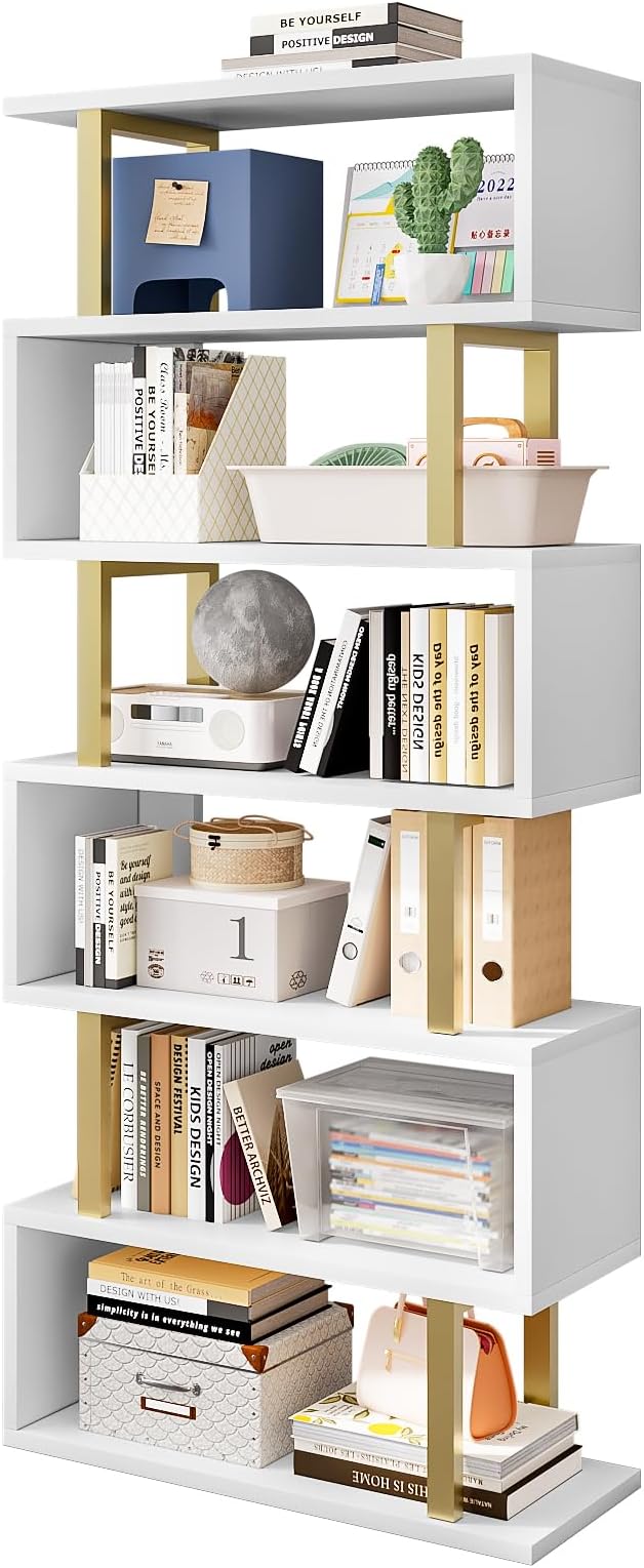 Bookshelf Geometric Bookcase S Shaped Industrial Bookshelf Storage Display Stand