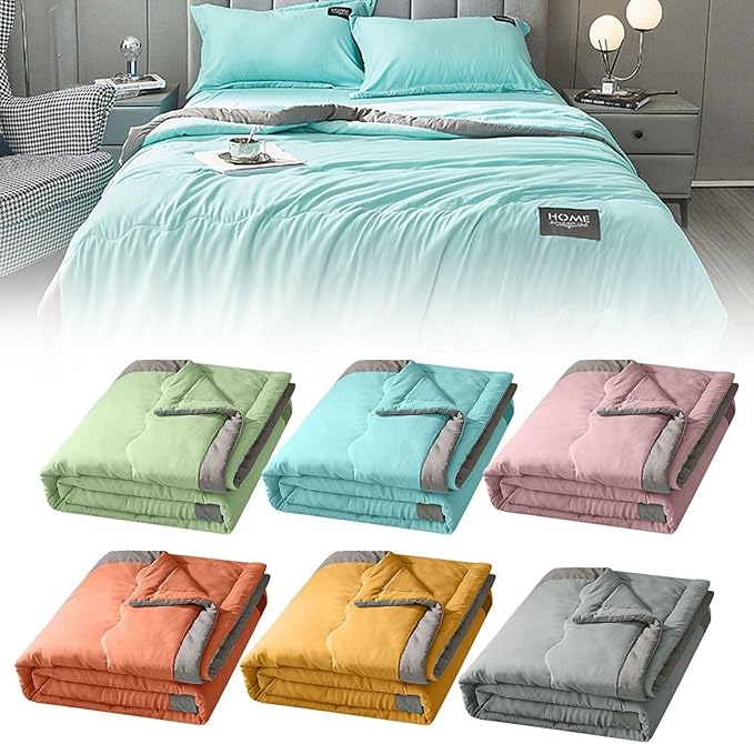 Comforter: Cooling Fiber Quilt for Hot Sleepers & Night Sweats - Lightweight, Soft(D)