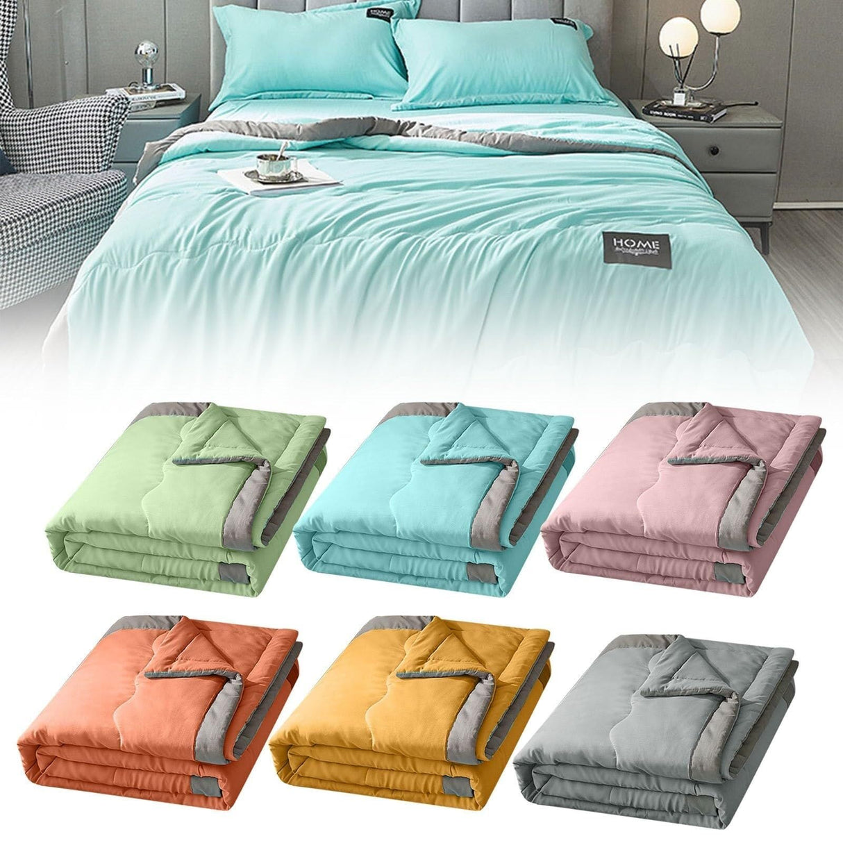 Comforter: Cooling Fiber Quilt for Hot Sleepers & Night Sweats - Lightweight, Soft(D)