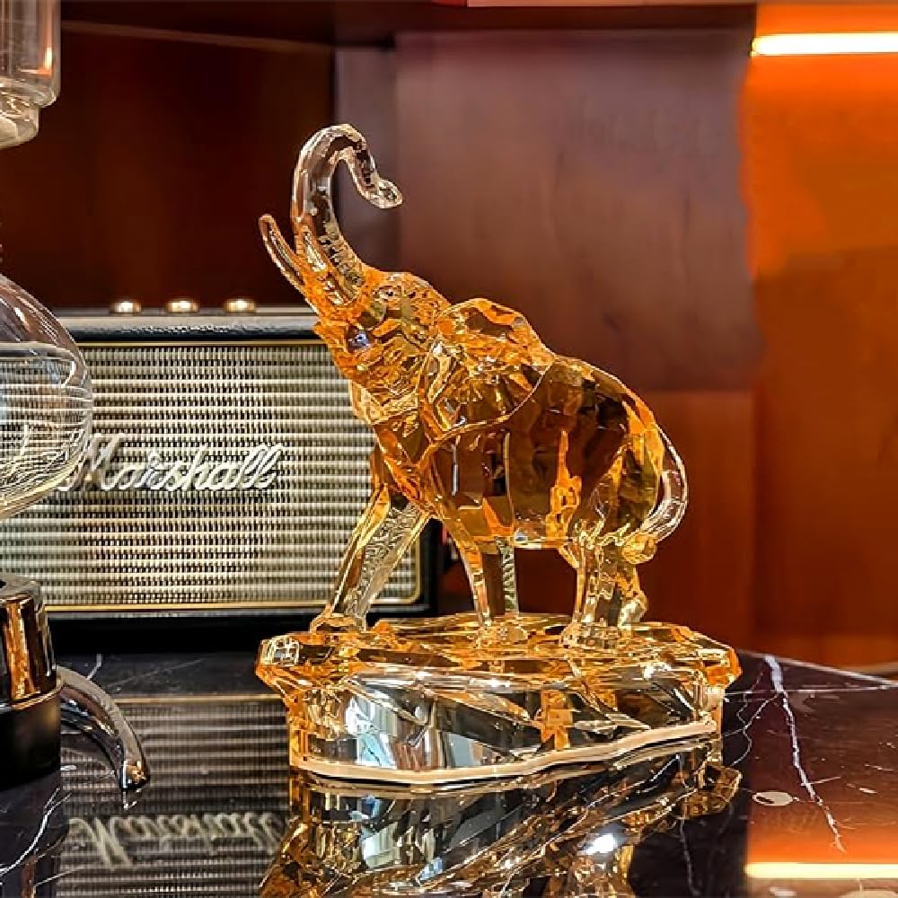 Amber Acrylic Elephant Figurine Luck Elephant Auspictious Feng Shui Elephant