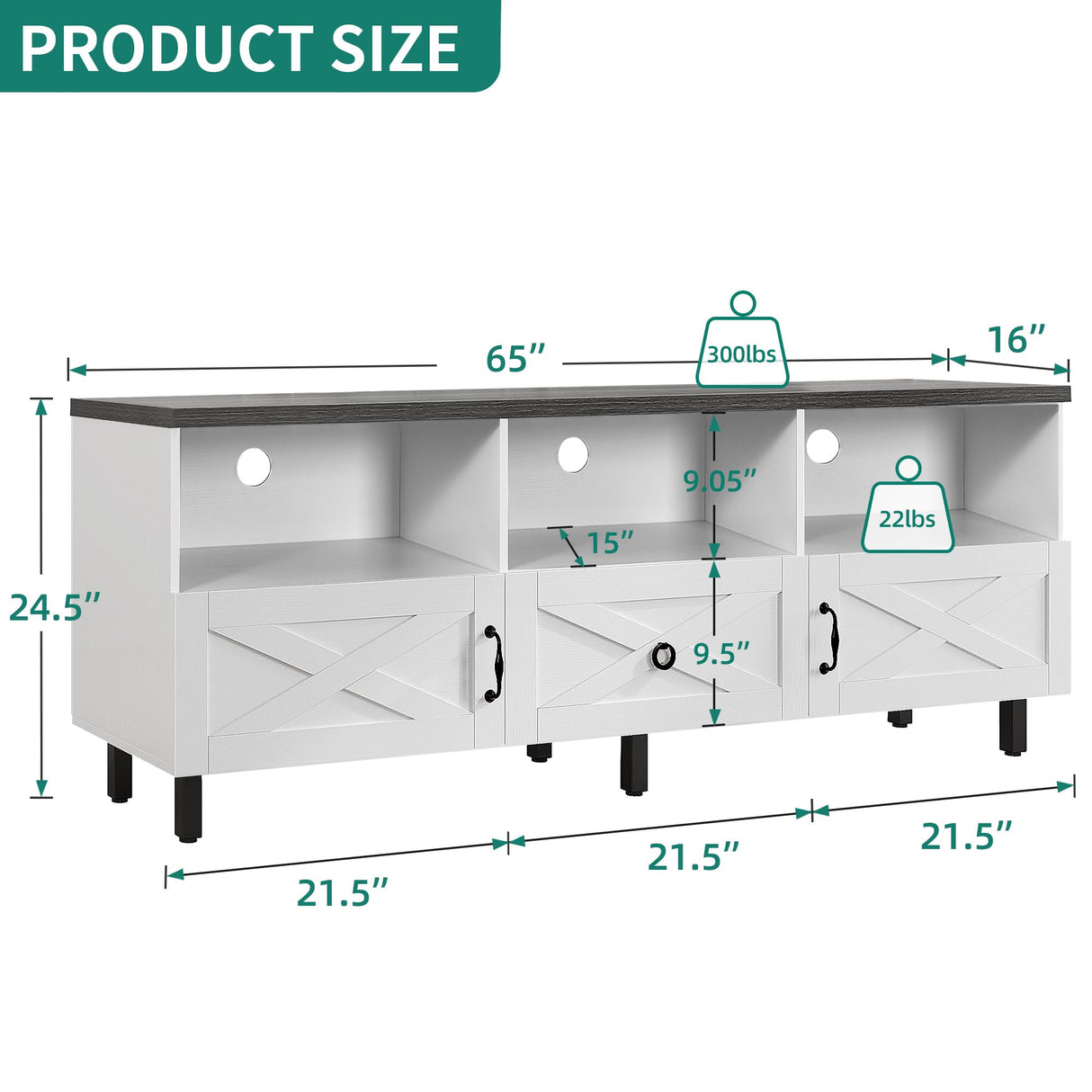 Stand for 75/65 Inch TV, Farmhouse Entertainment Center with Drawers and Storage TV