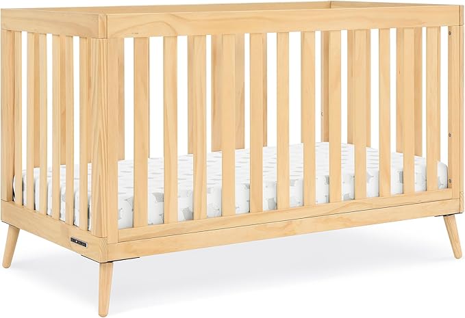 Essex 4-in-1 Convertible Baby Crib, Grey with Natural Legs