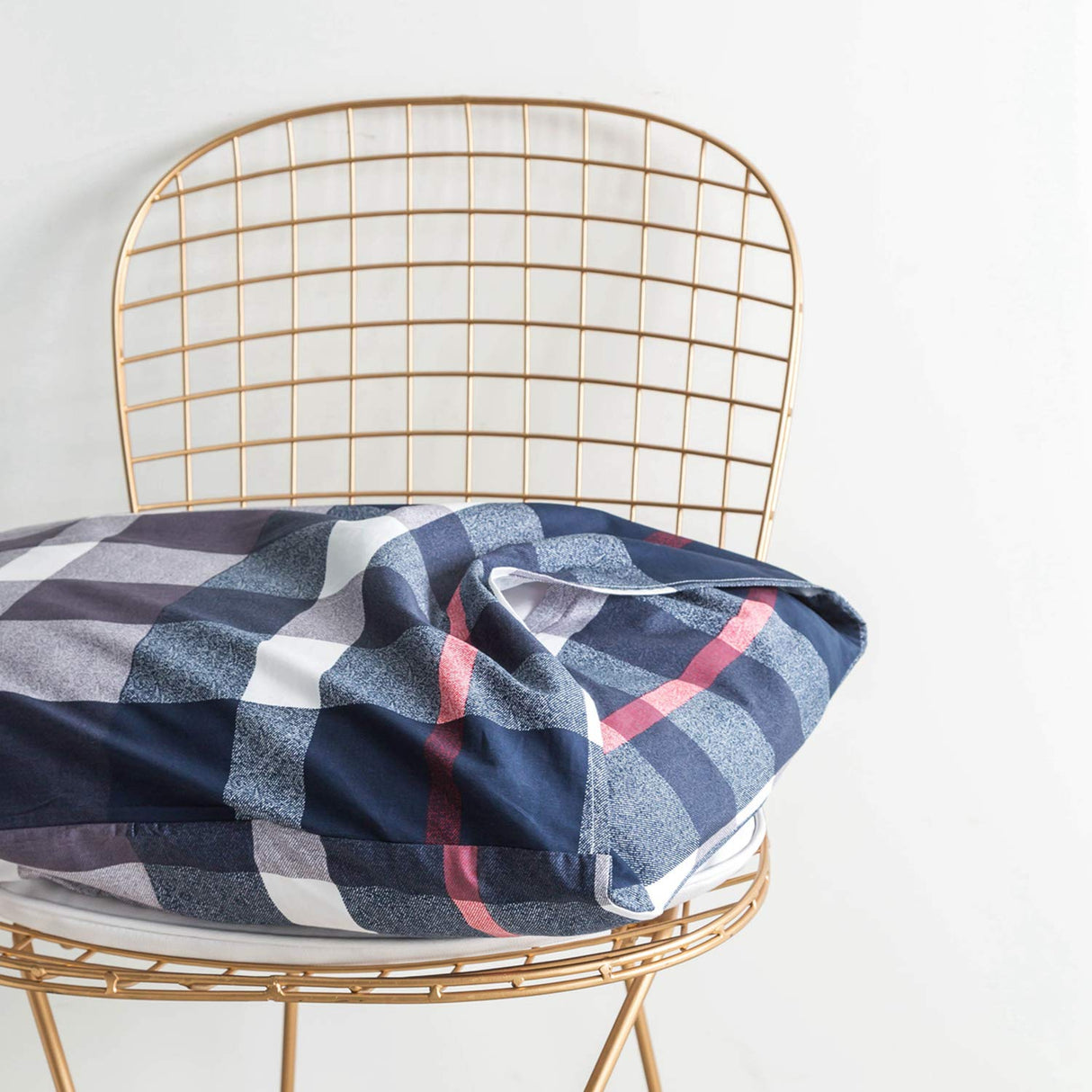 Plaid Duvet Cover Queen 100% Cotton Navy Blue Tartan Grid Duvet Cover 3 Pieces Set 1 Soft Checkered Gingham