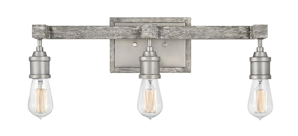 Hinkley Denton Collection Three Light Bathroom Vanity Fixture Pewter/Driftwood Grey
