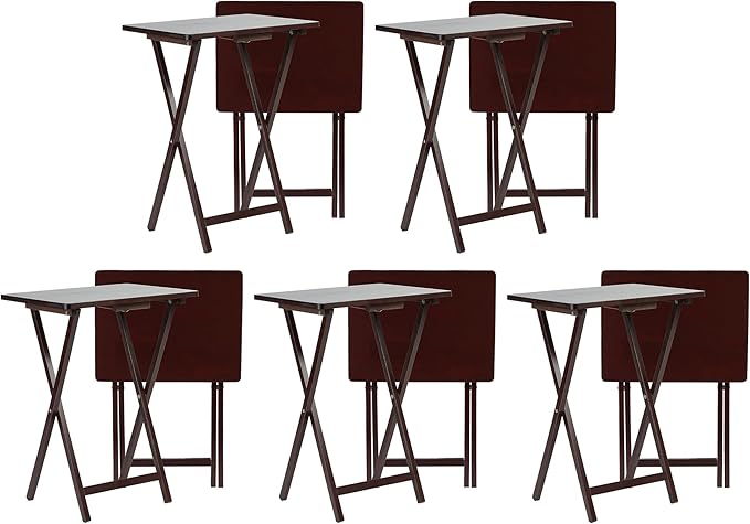 Black Wooden Folding TV Tray Tables - Portable Snack Table Set (2–10 pcs)