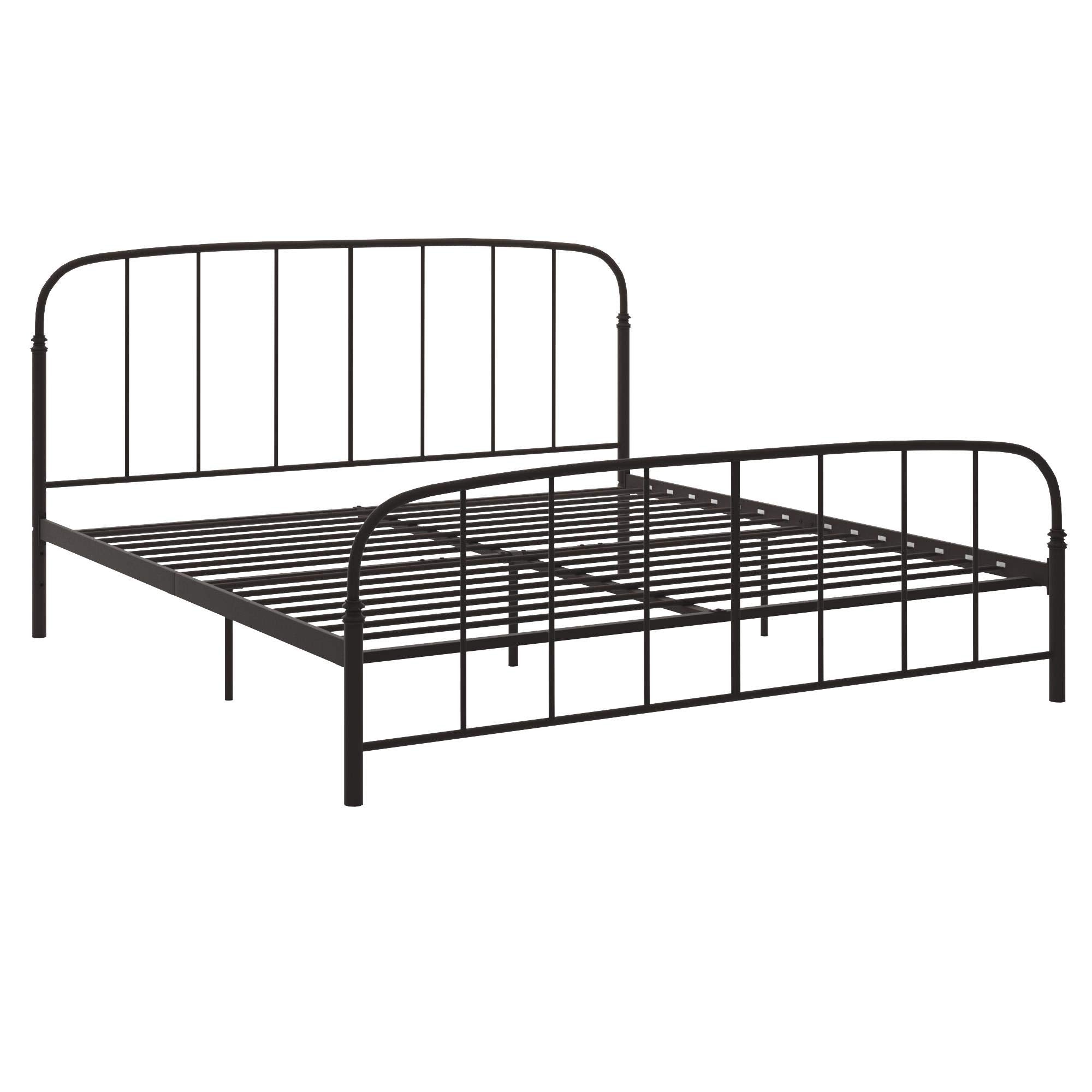 Lafayette Metal Platform Bed with Rustic Style Curved Headboard and Footboard