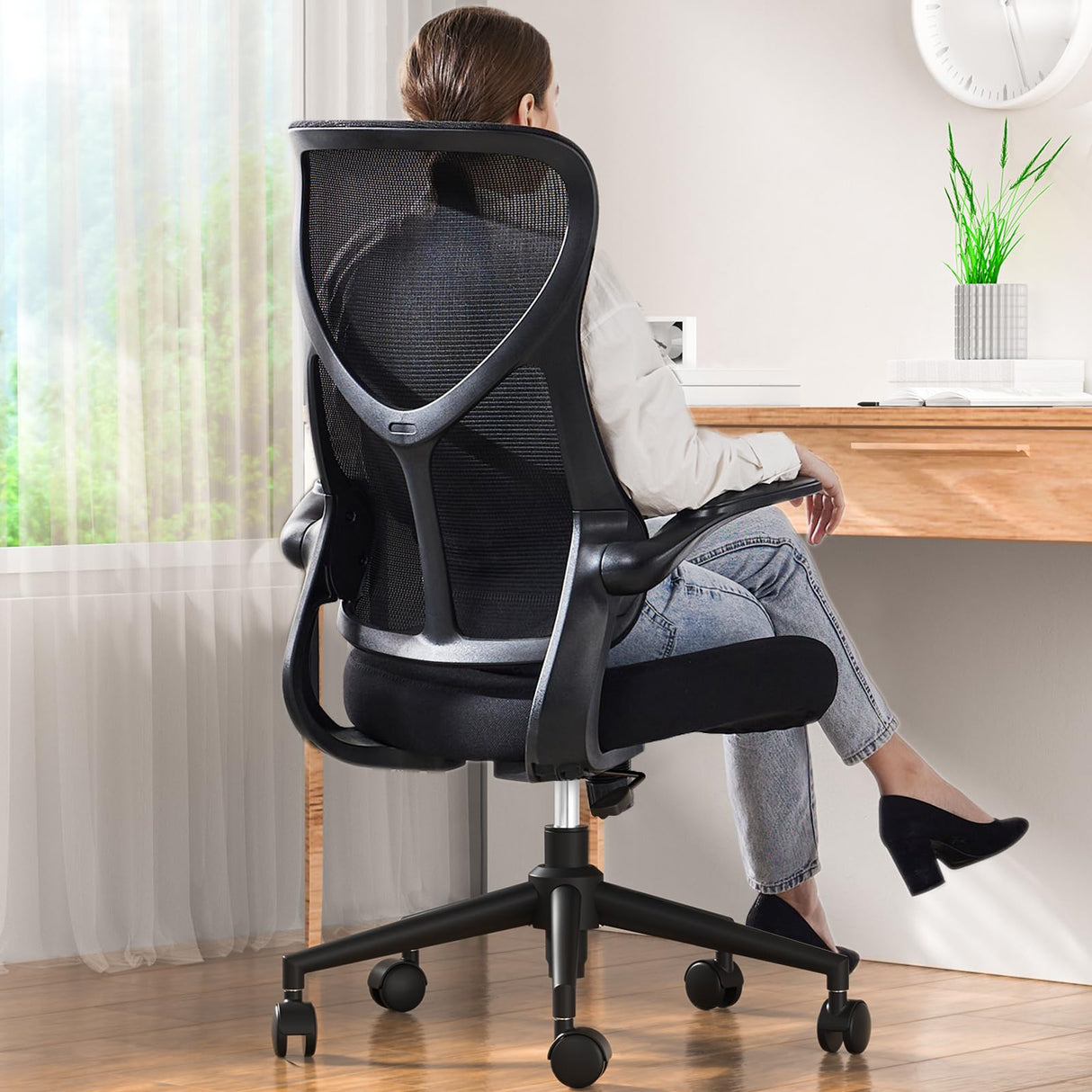 Office Desk Computer Chair, Comfy High Back Swivel Rolling Home Mesh Gaming Chairs