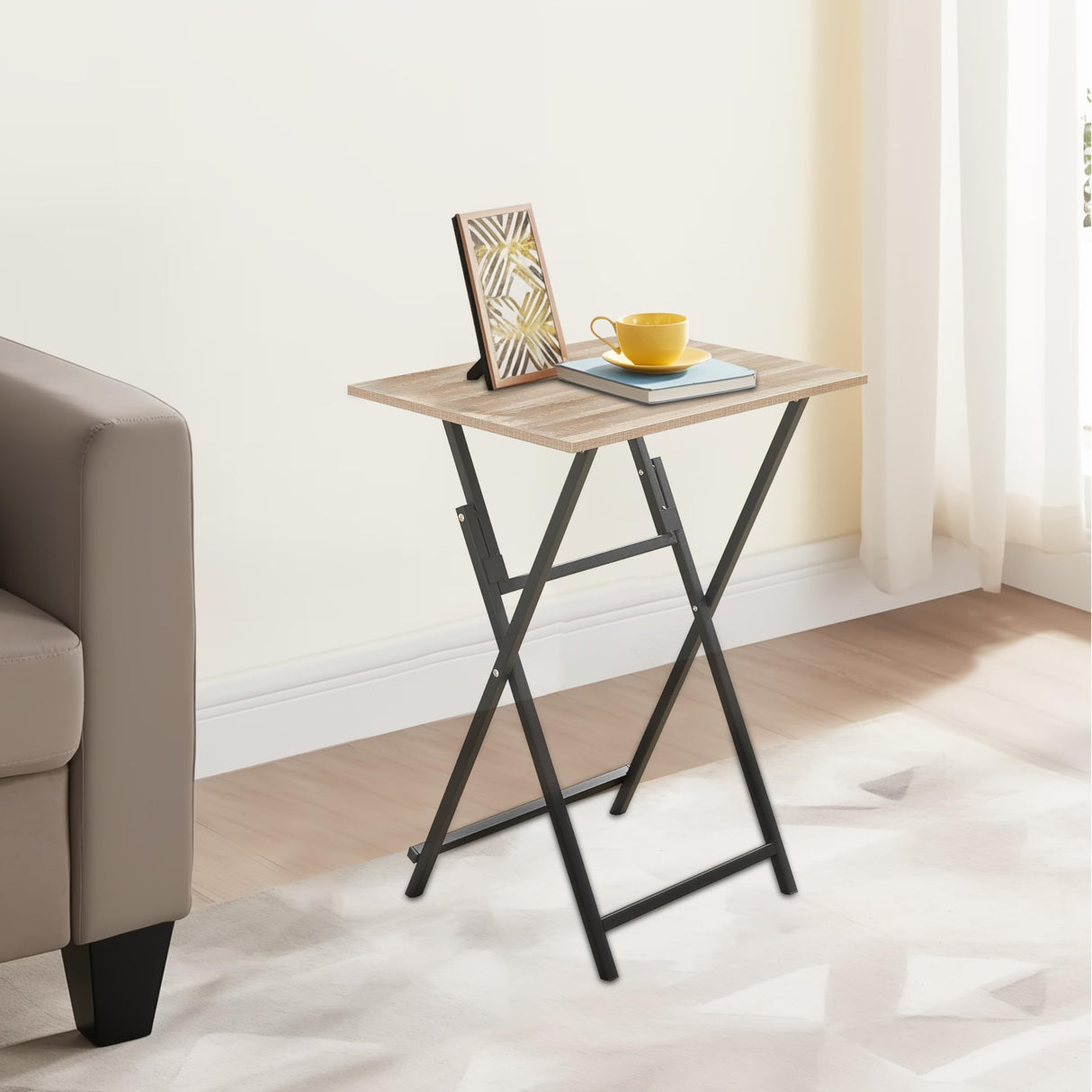 Folding TV Tray Table, Wooden TV Tray, No Assembly Required and Easy to Fold