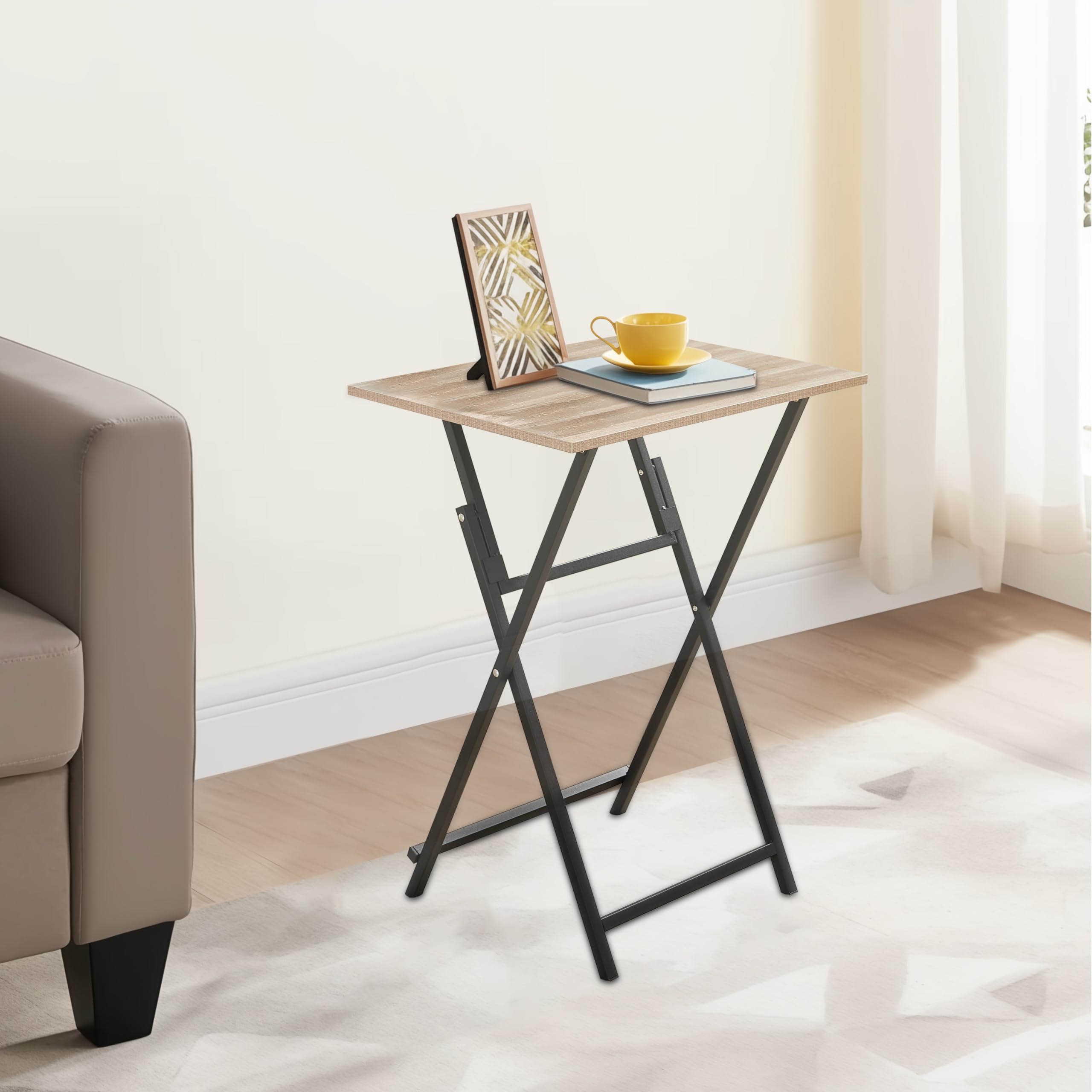 Folding TV Tray Table, Wooden TV Tray, No Assembly Required and Easy to Fold