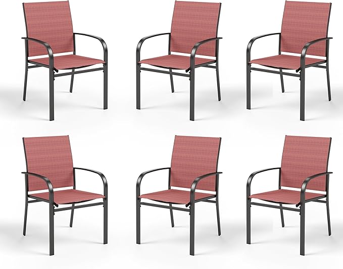 Patio Dining Chairs Set of 6, 36" Textilene Fabric Outdoor Chair