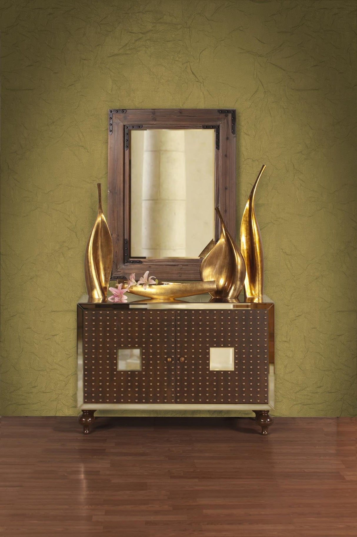 Hanging Rectangular Mirror for Wall, Large Natural Wooden Frame Mirror