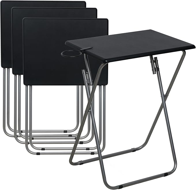 Tv Trays Set of 4, Folding TV Dinner Tray, Portable TV Tables for Living Room for Eating