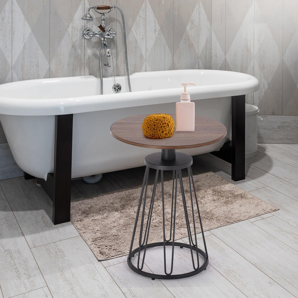 Round End Table Set of 2, Small Side Table for Living Room, Bedroom