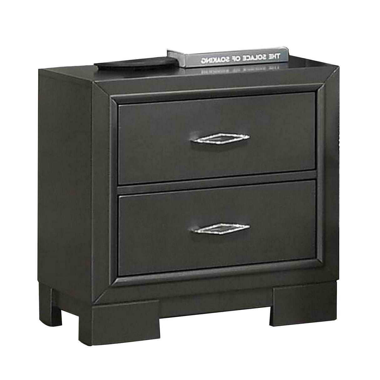 23 Inch Nightstand, 2 Drawers, Bracket Feet