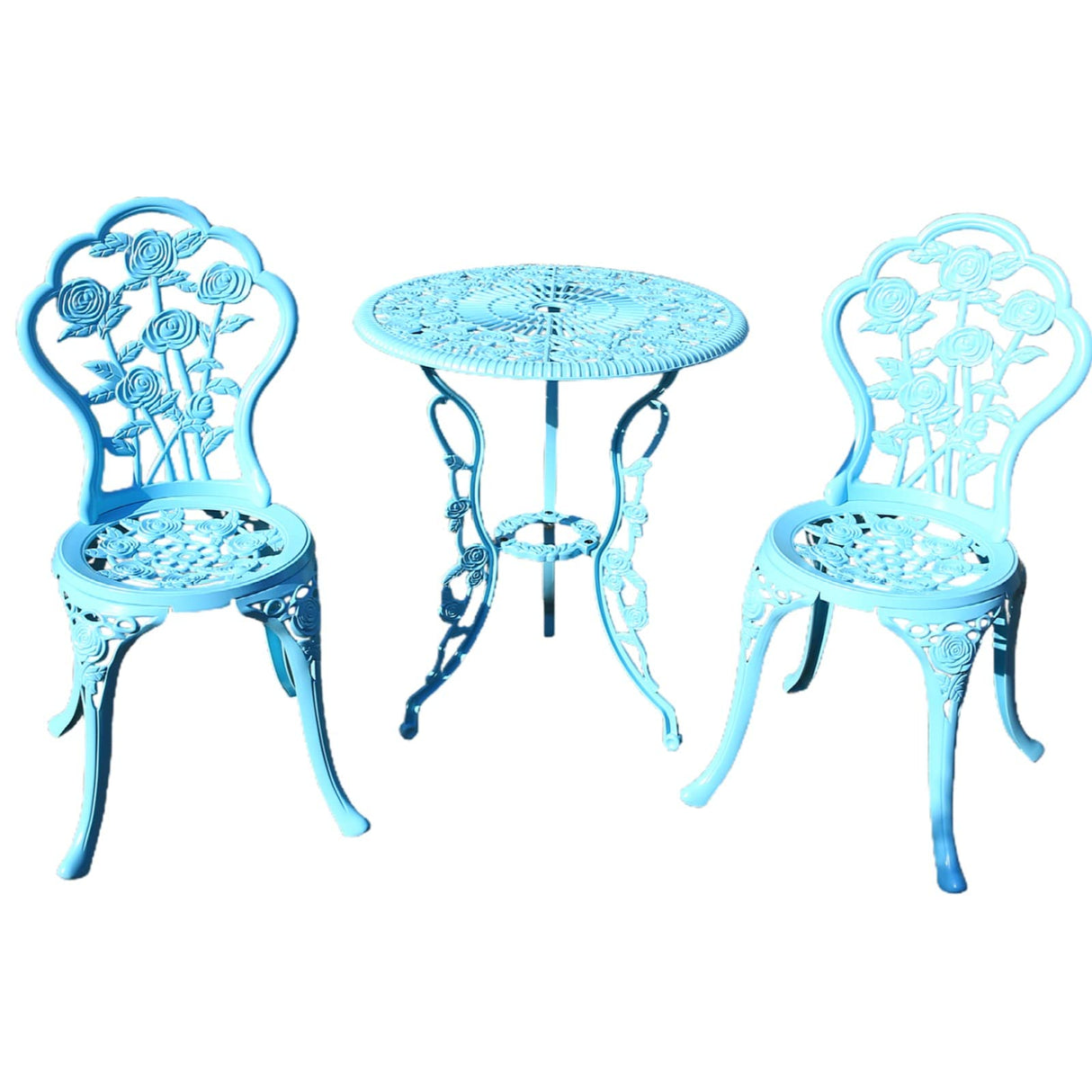 Outdoor Furniture Bistro Set with Rose Pattern 1 Table 2 Chairs for Garden Patio