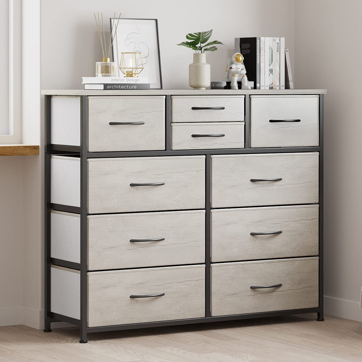 10-Drawer Dresser, Fabric Storage Dresser Drawers for Bedroom