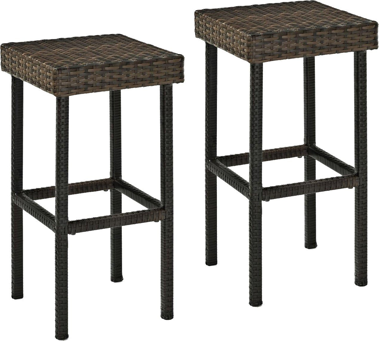 Palm Harbor Wicker Outdoor Bar Stools, Set of 2, Patio Furniture for Backyard, Balcony