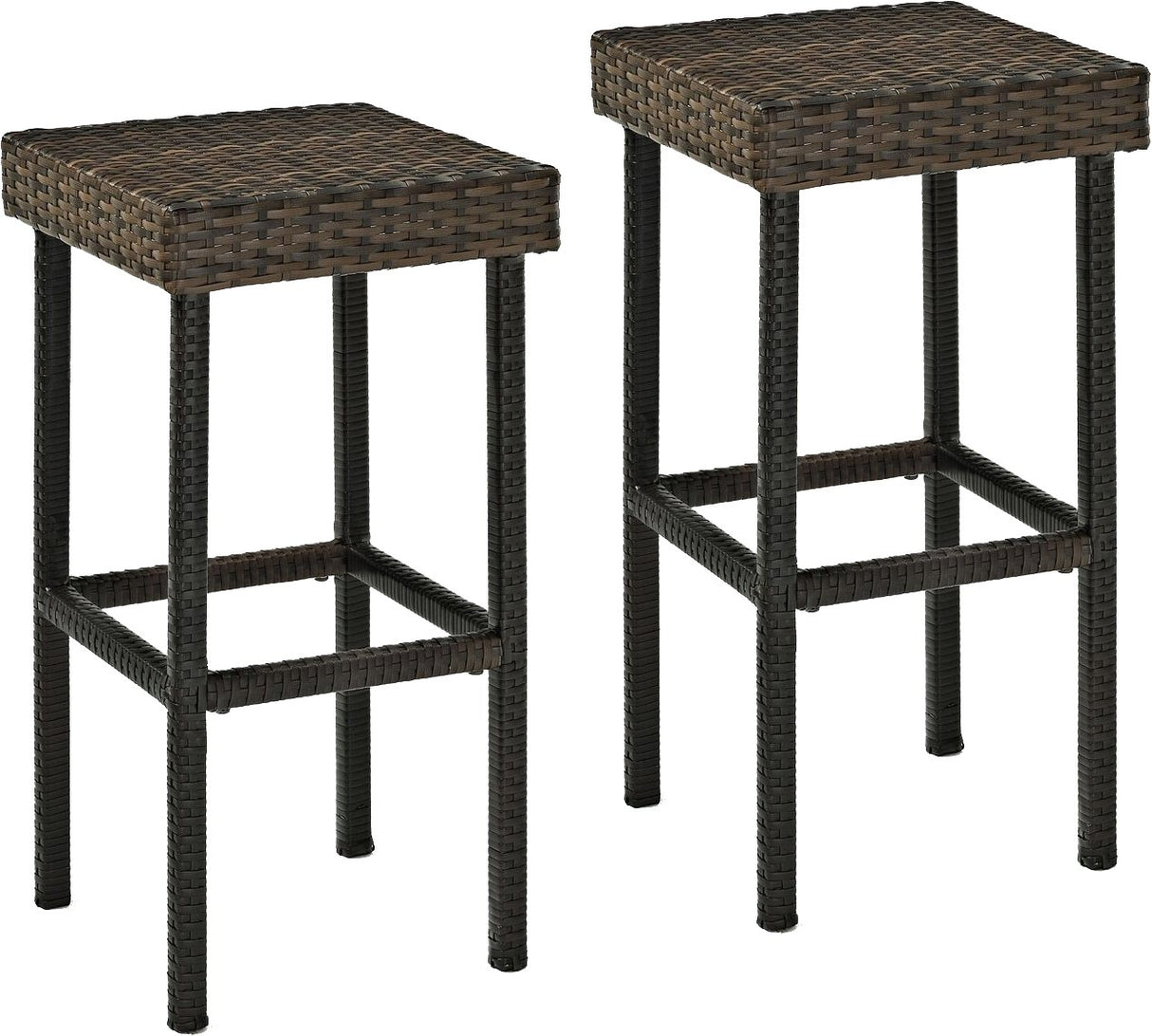 Palm Harbor Wicker Outdoor Bar Stools, Set of 2, Patio Furniture for Backyard, Balcony