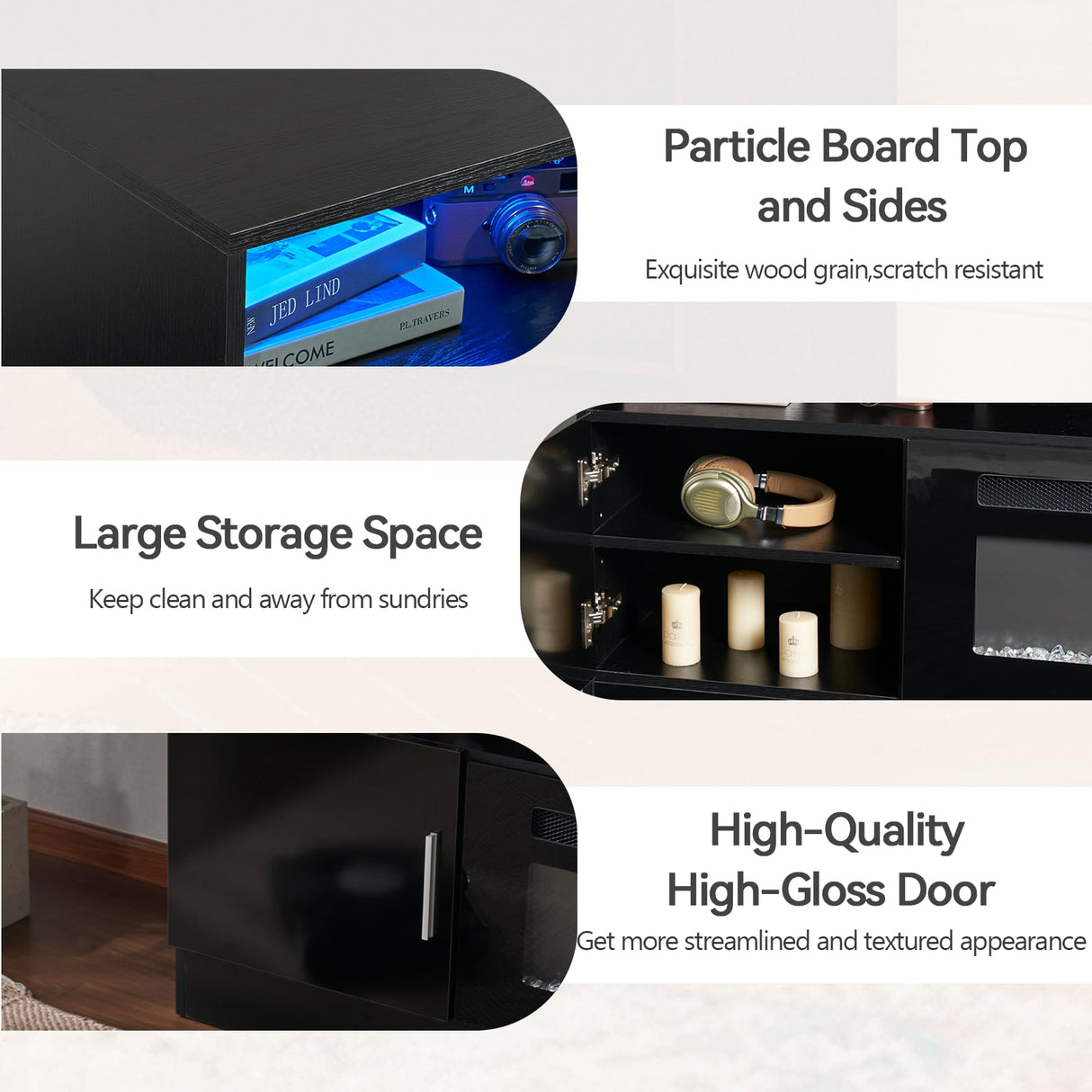 Fireplace TV Stand with 36” Electric Fireplace, 70” Fireplace Entertainment Center