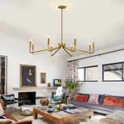 38" Gold Chandeliers for Dining Room, 8-Light Modern Farmhouse Chandelier
