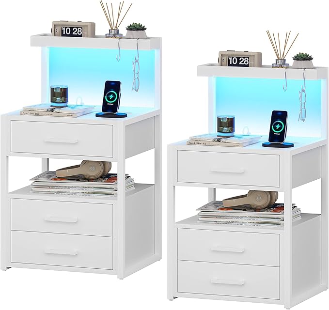 Charging Station and LED Lights, LED Night Stand
