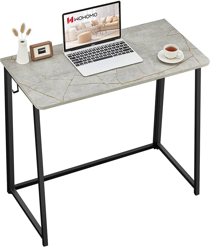 Folding Desk, Small Foldable Desk 31.5" for Small Spaces, Space Saving Computer Table Writing