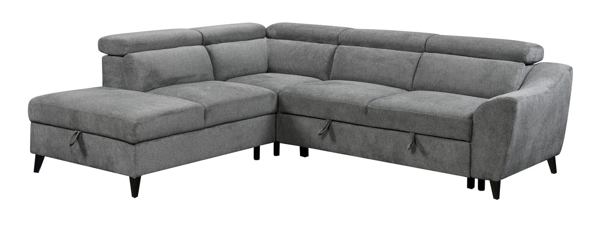 Wrenley Chenille Sectional Sofa w/Sleeper and Storage in Gray